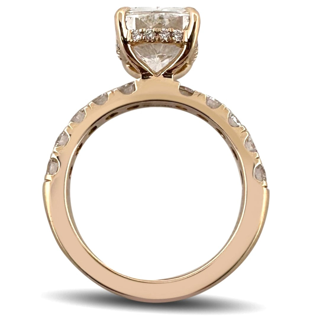 IGI Graded 3.05cts Cushion Cut with Hidden Halo Lab-Grown Diamond Engagement Ring in 14k Yellow Gold