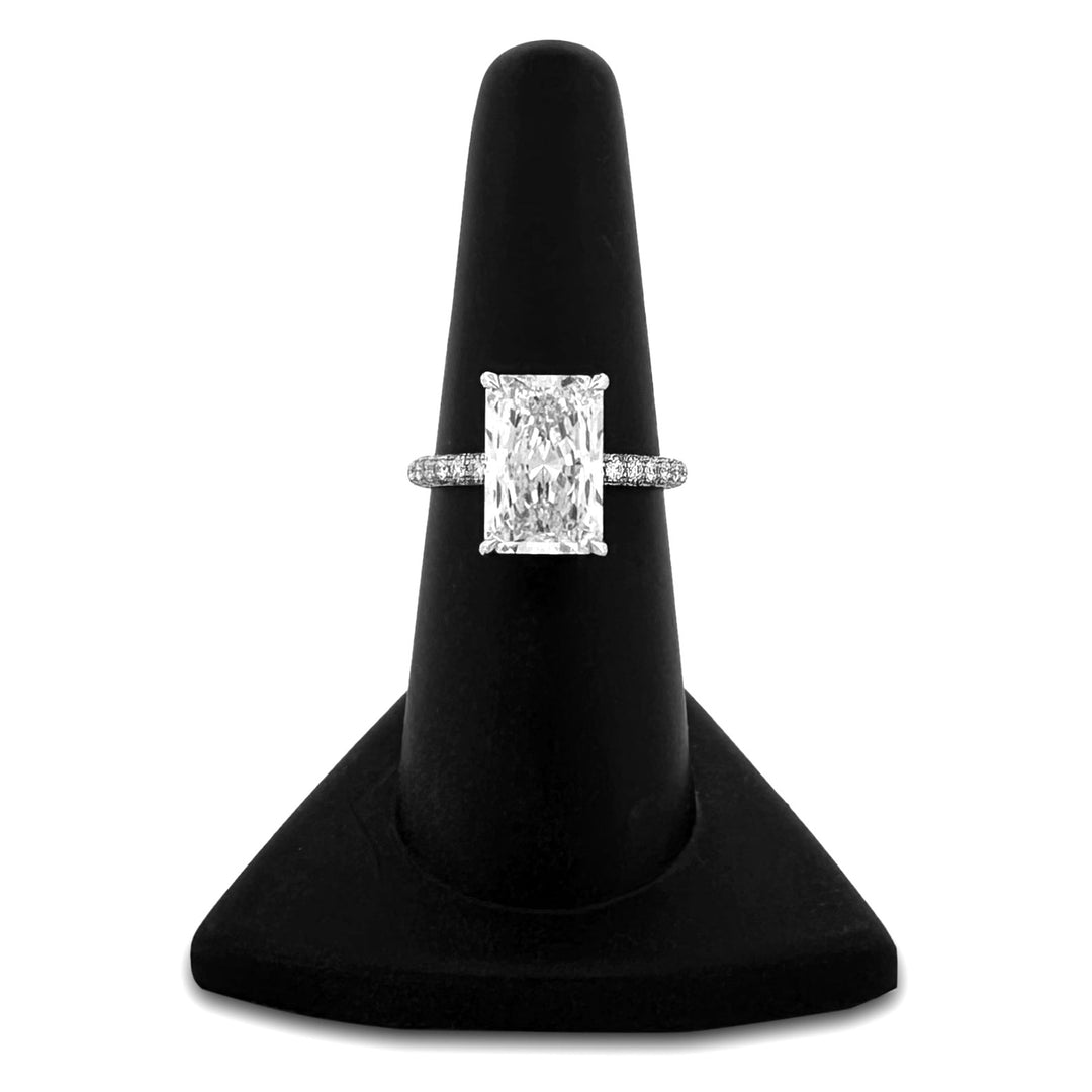 IGI Graded 3.03ct Radiant Cut Center with Hidden Halo Lab-Grown Diamond Eternity Engagement Ring in 14k White Gold