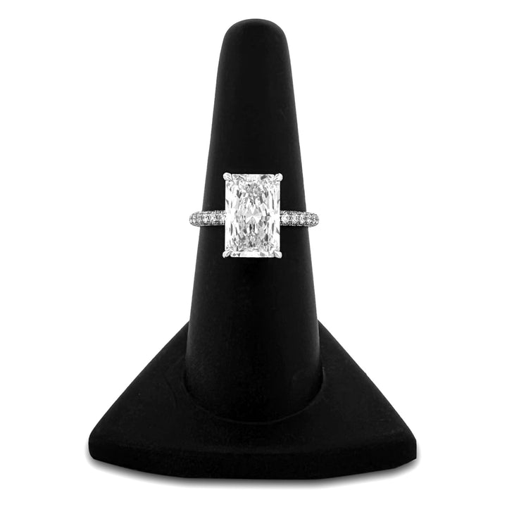 IGI Graded 3.03ct Radiant Cut Center with Hidden Halo Lab-Grown Diamond Eternity Engagement Ring in 14k White Gold