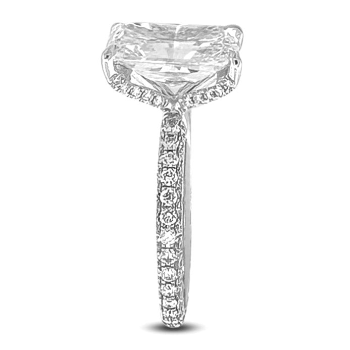 IGI Graded 3.03ct Radiant Cut Center with Hidden Halo Lab-Grown Diamond Eternity Engagement Ring in 14k White Gold