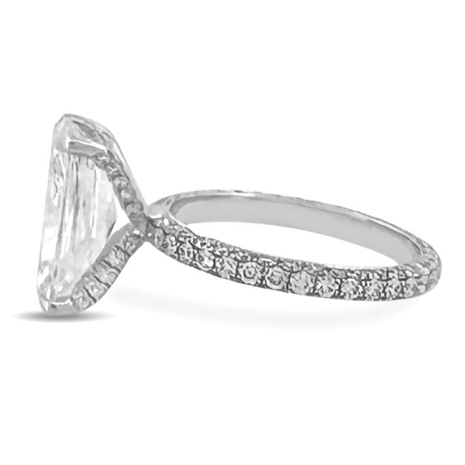 IGI Graded 3.03ct Radiant Cut Center with Hidden Halo Lab-Grown Diamond Eternity Engagement Ring in 14k White Gold