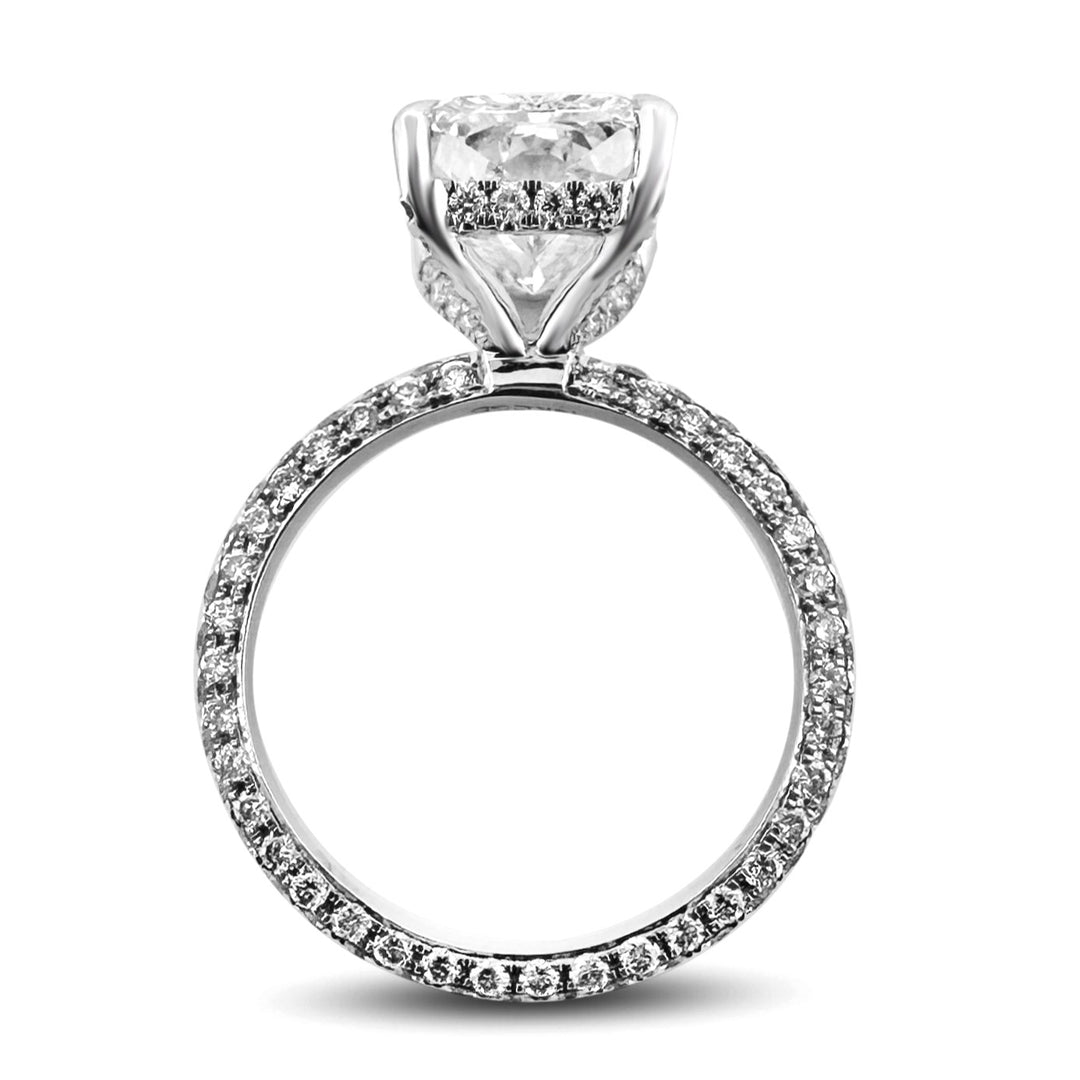 IGI Graded 3.03ct Radiant Cut Center with Hidden Halo Lab-Grown Diamond Eternity Engagement Ring in 14k White Gold