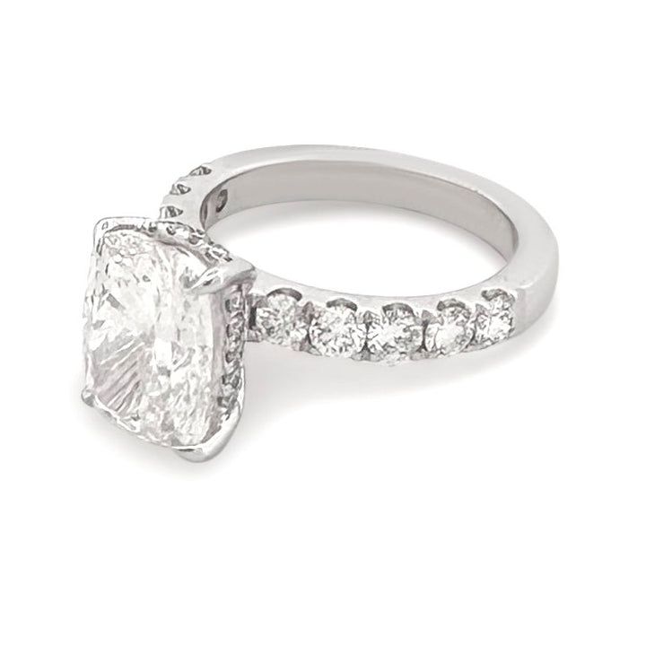 IGI Graded 4.01ct Cushion Cut with Hidden Halo Lab-Grown Diamond Engagement Ring in 14k White Gold