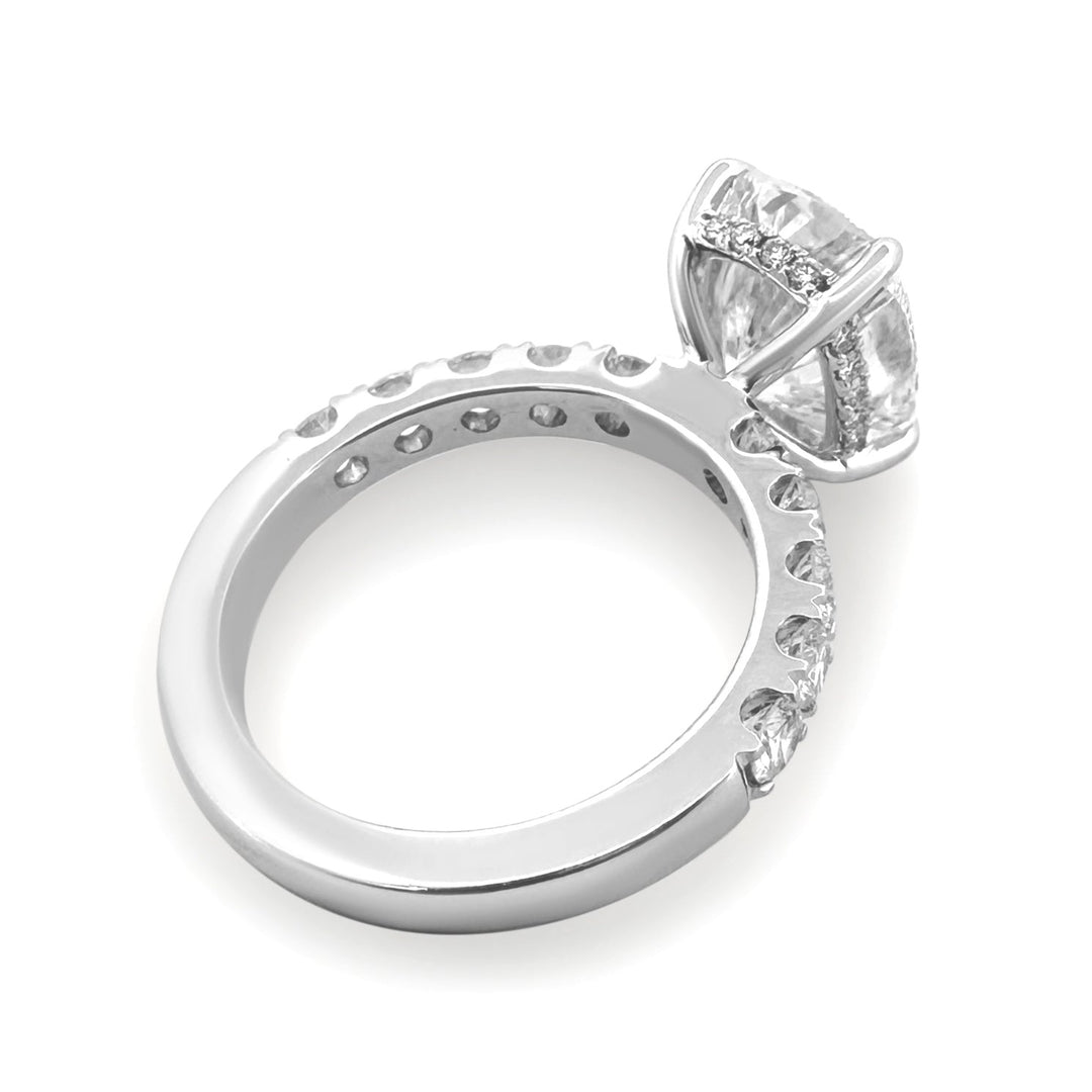 IGI Graded 4.01ct Cushion Cut with Hidden Halo Lab-Grown Diamond Engagement Ring in 14k White Gold