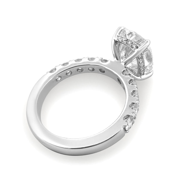 IGI Graded 4.01ct Cushion Cut with Hidden Halo Lab-Grown Diamond Engagement Ring in 14k White Gold