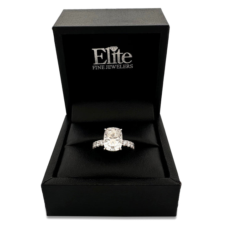 IGI Graded 4.01ct Cushion Cut with Hidden Halo Lab-Grown Diamond Engagement Ring in 14k White Gold