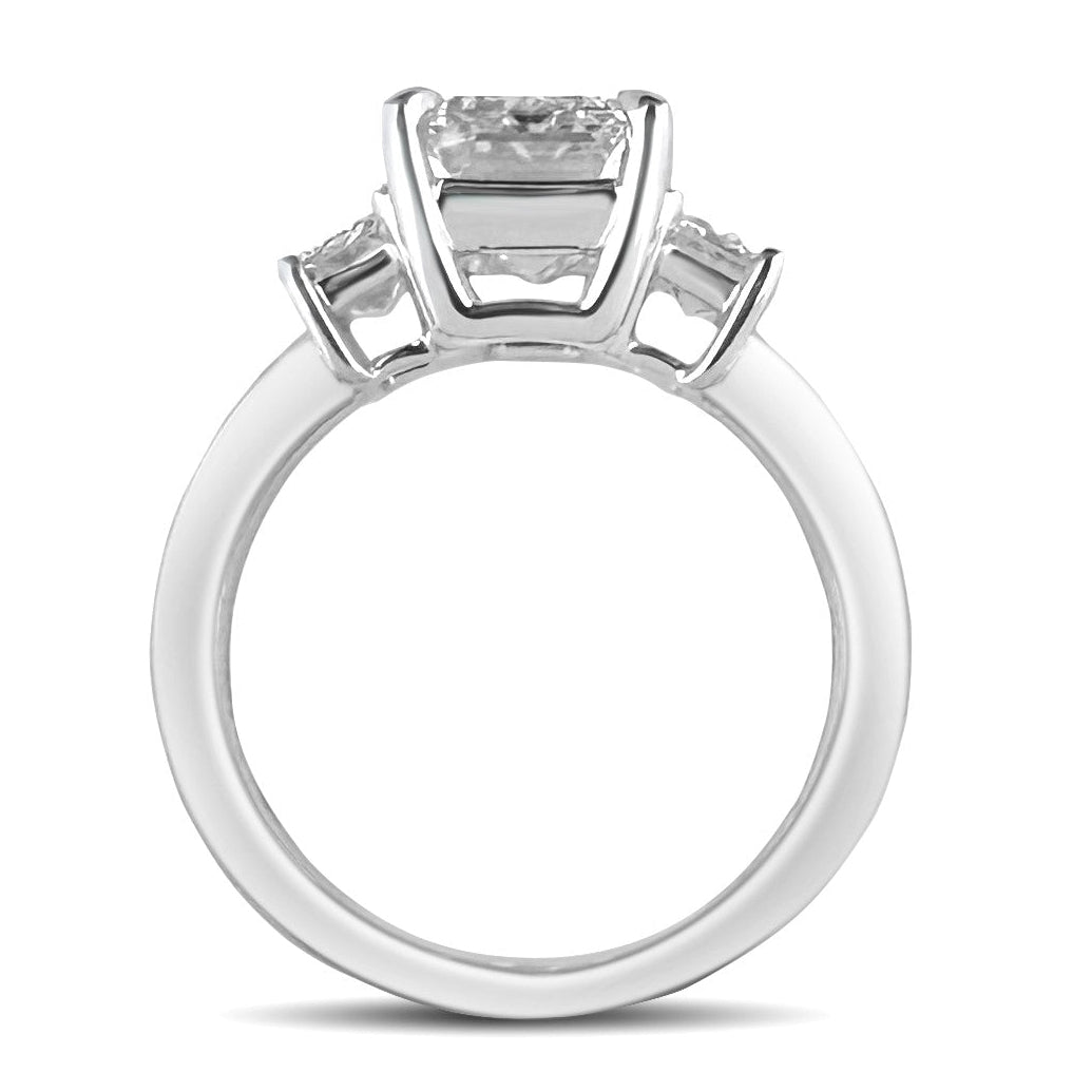 IGI Graded 4.56ctw 3-Stone Emerald Cut Lab-Grown Diamond Engagement Ring 18k White Gold
