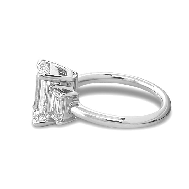 IGI Graded 4.56ctw 3-Stone Emerald Cut Lab-Grown Diamond Engagement Ring 18k White Gold