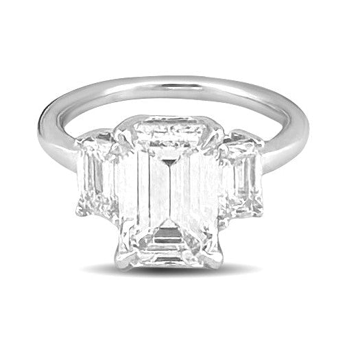IGI Graded 4.56ctw 3-Stone Emerald Cut Lab-Grown Diamond Engagement Ring 18k White Gold