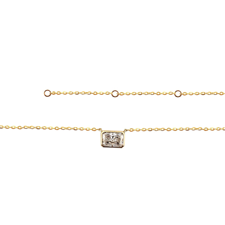 1.50ct Radiant Cut Lab-Grown Diamond East-West Solitaire Pendant Necklace in 14k Yellow Gold