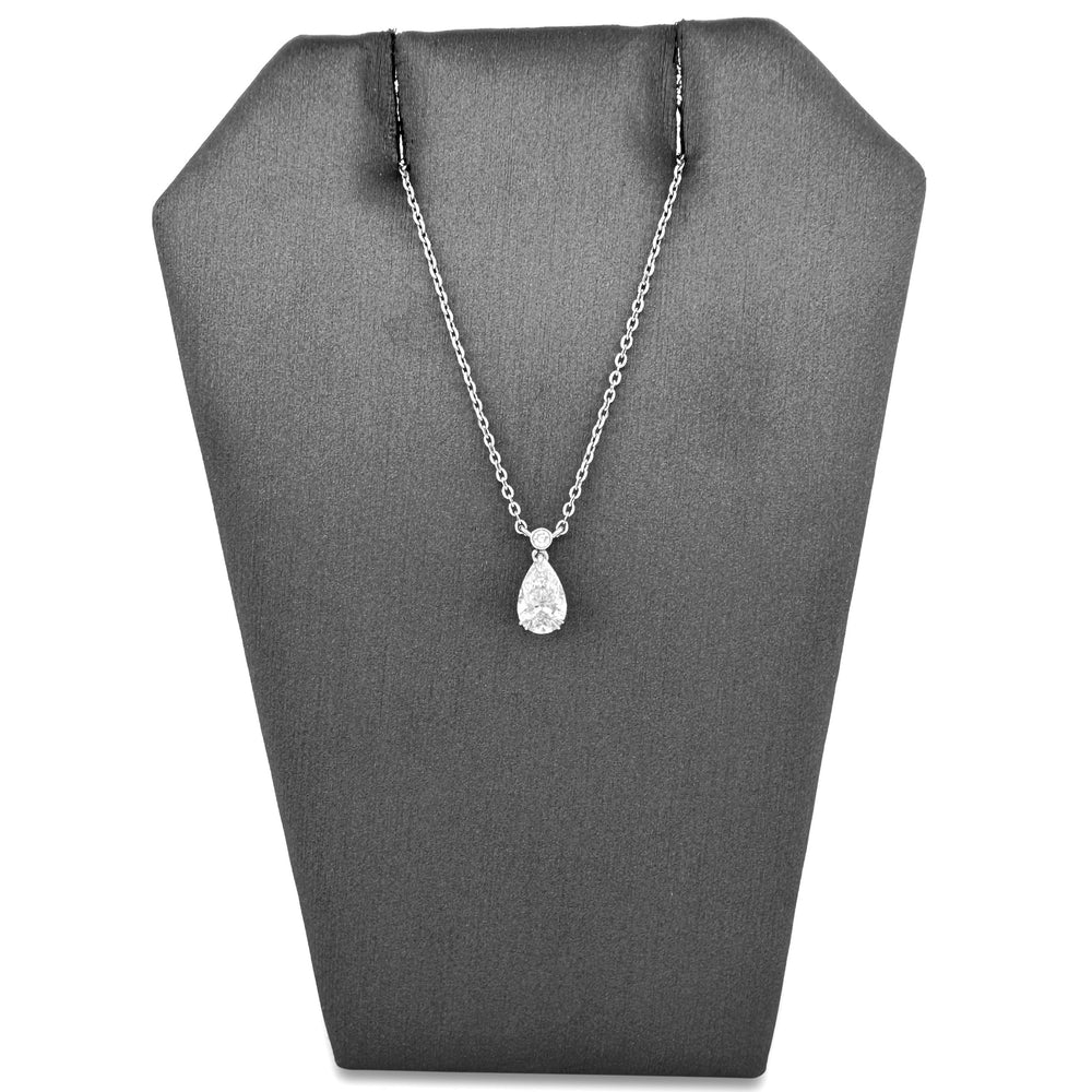 IGI Graded 1.14ctw Pear Cut & Round Brilliant Lab-Grown Diamond Pendant Necklace in 14k White Gold