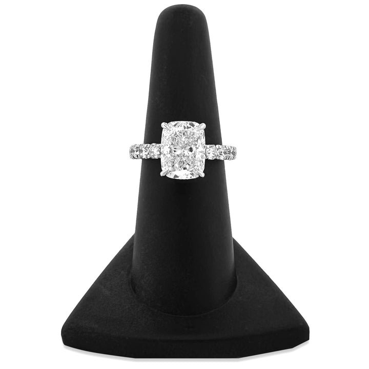 IGI Graded 4.01ct Cushion Cut with Hidden Halo Lab-Grown Diamond Engagement Ring in 14k White Gold
