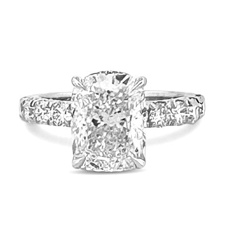 IGI Graded 4.01ct Cushion Cut with Hidden Halo Lab-Grown Diamond Engagement Ring in 14k White Gold