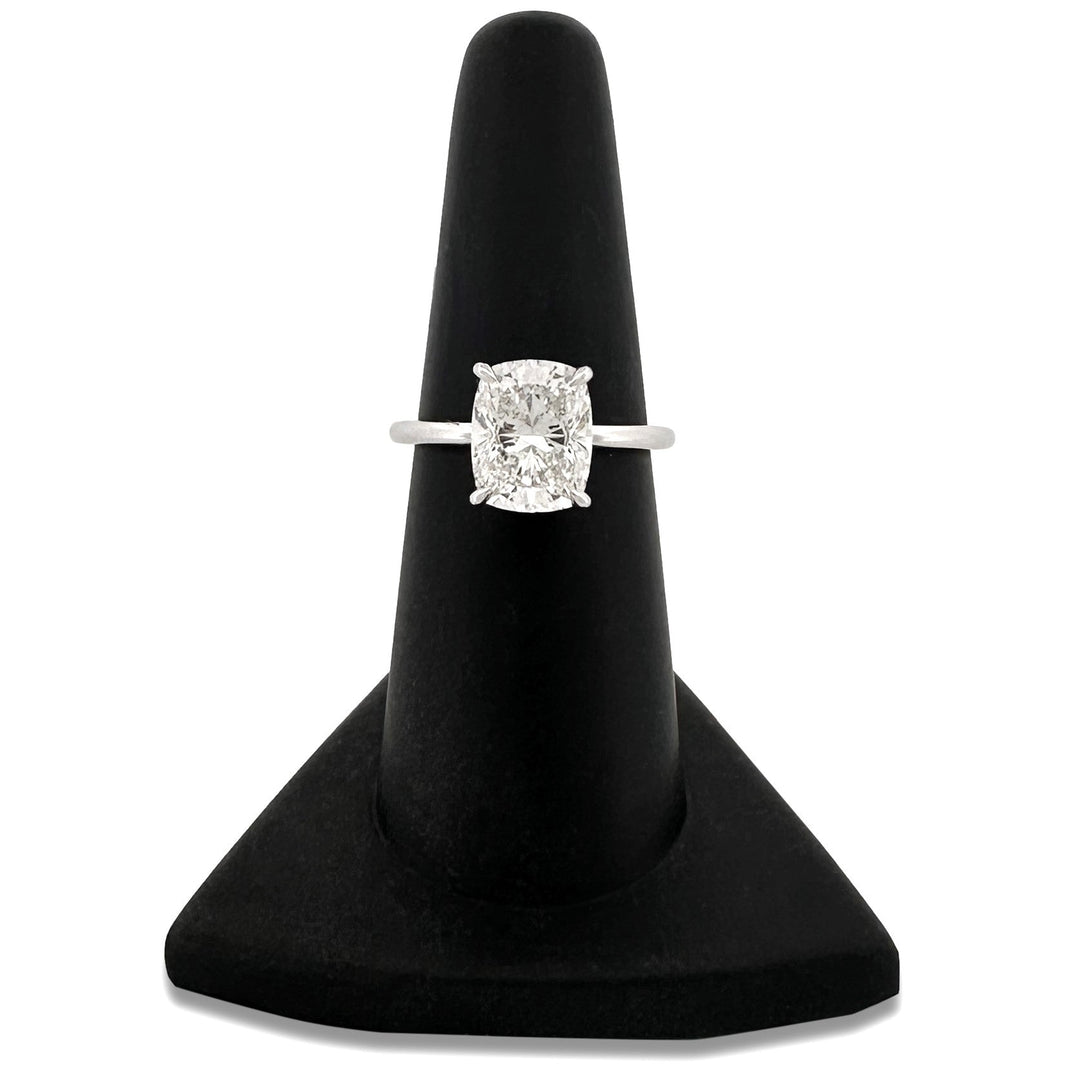 IGI Graded 3.01ct Cushion Cut Lab-Grown Diamond Solitaire Engagement Ring in 14k White Gold