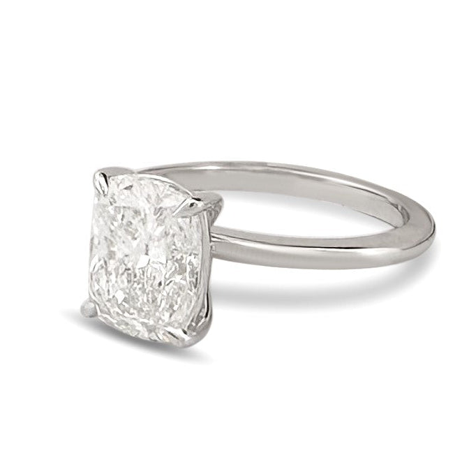 IGI Graded 3.01ct Cushion Cut Lab-Grown Diamond Solitaire Engagement Ring in 14k White Gold