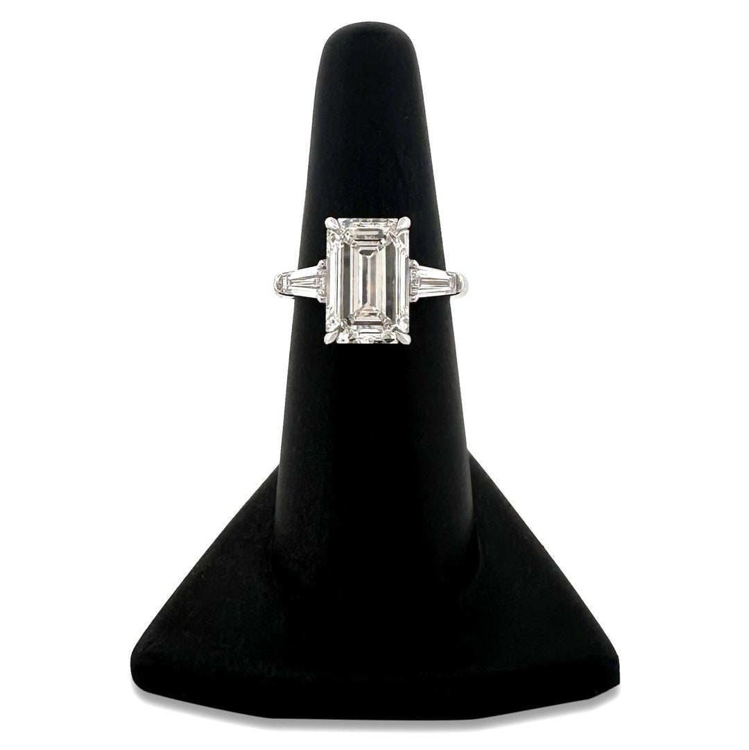 IGI Graded 5.07ct Emerald Cut & Tapered Baguette Cut Lab-Grown Diamond 3-Stone Engagement Ring 14k White Gold