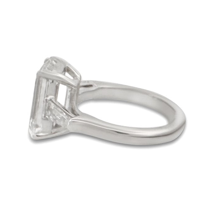 IGI Graded 5.07ct Emerald Cut & Tapered Baguette Cut Lab-Grown Diamond 3-Stone Engagement Ring 14k White Gold