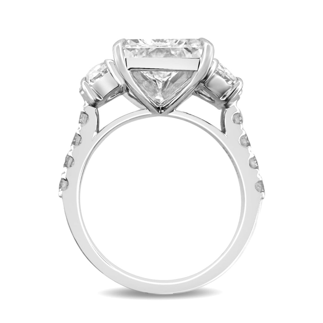 IGI Graded 7.93ct Radiant Cut with Half Moons & Round Brilliants Lab-Grown Diamond Engagement Ring 14k White Gold