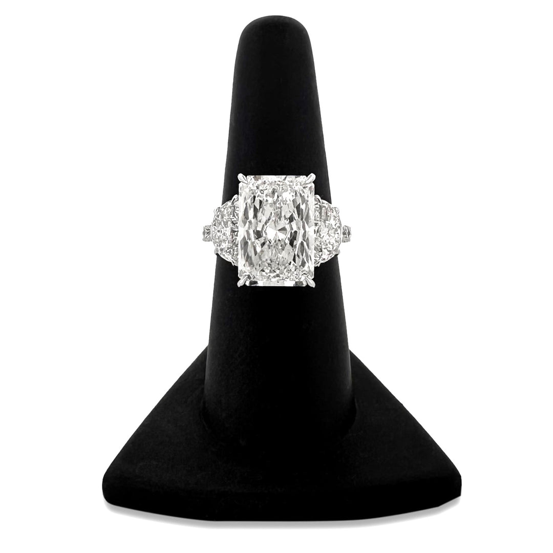 IGI Graded 7.93ct Radiant Cut with Half Moons & Round Brilliants Lab-Grown Diamond Engagement Ring 14k White Gold