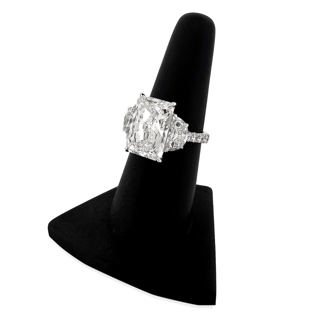 IGI Graded 7.93ct Radiant Cut with Half Moons & Round Brilliants Lab-Grown Diamond Engagement Ring 14k White Gold