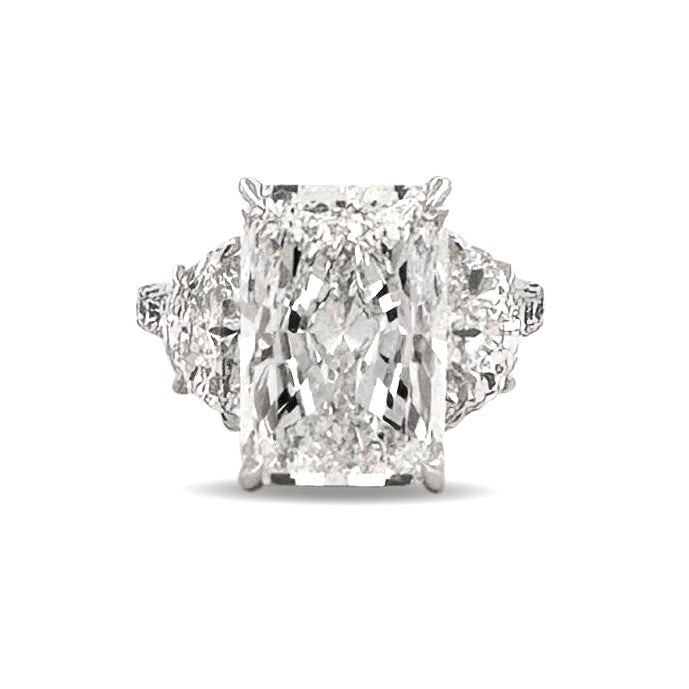 IGI Graded 7.93ct Radiant Cut with Half Moons & Round Brilliants Lab-Grown Diamond Engagement Ring 14k White Gold