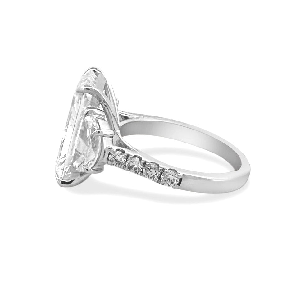 IGI Graded 7.93ct Radiant Cut with Half Moons & Round Brilliants Lab-Grown Diamond Engagement Ring 14k White Gold