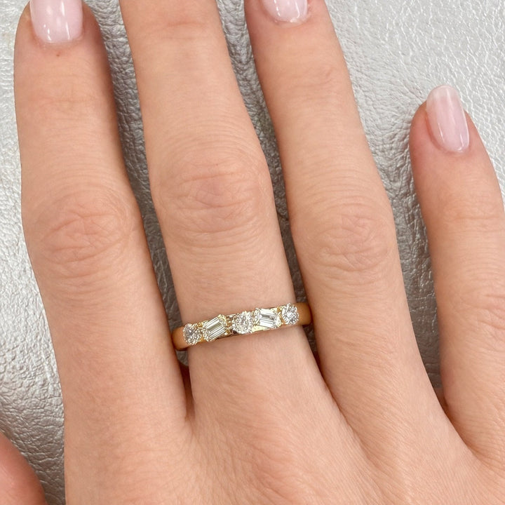 0.54ctw Heart, Emerald & Round Brilliant Lab-Grown Diamond Stackable Fashion Band in 14k Yellow Gold
