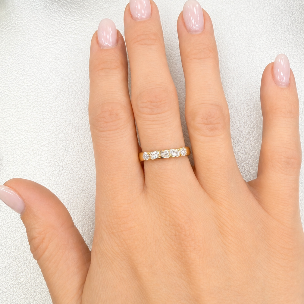0.54ctw Heart, Emerald & Round Brilliant Lab-Grown Diamond Stackable Fashion Band in 14k Yellow Gold