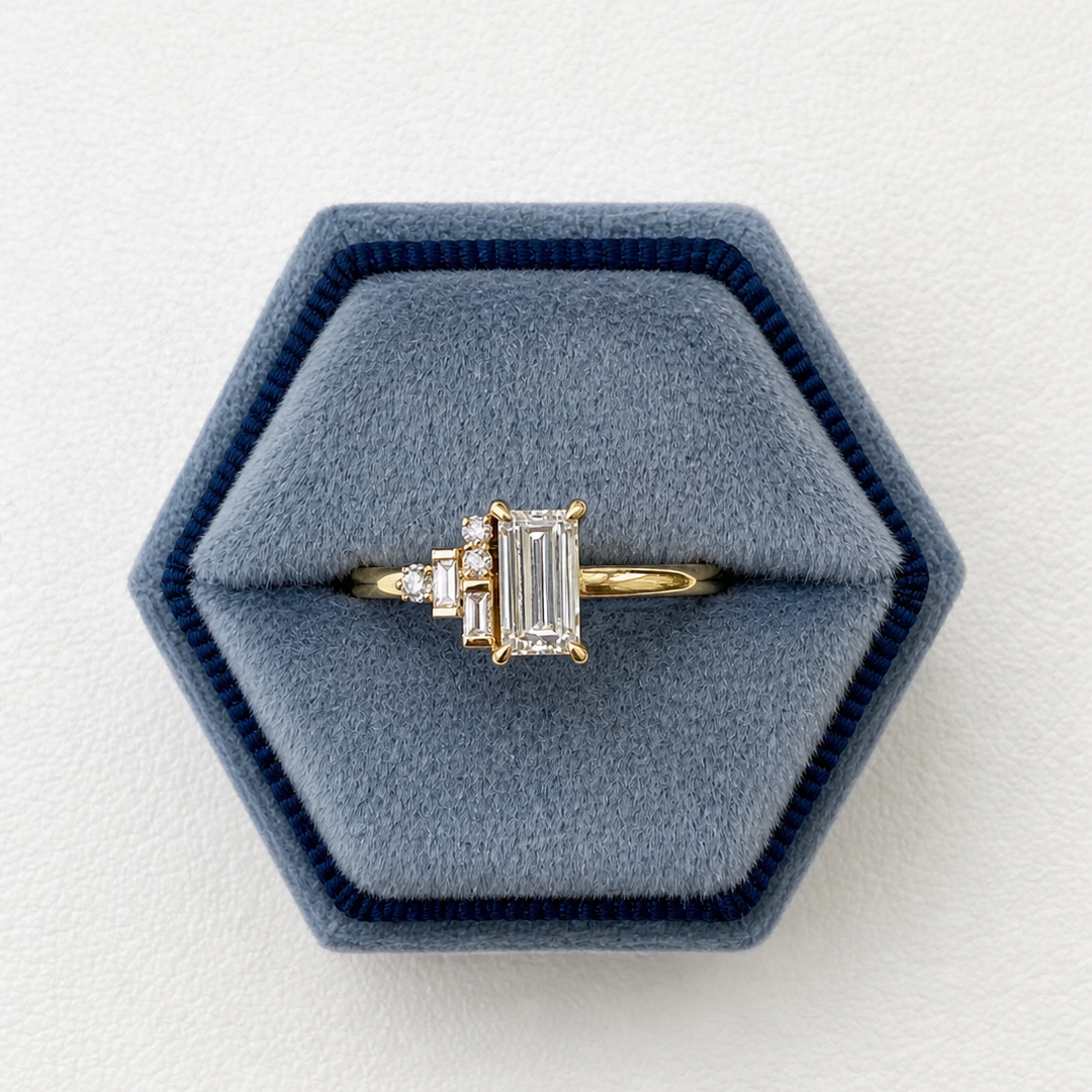 0.63ctw Baguette Cut & Round Brilliant Lab-Grown Diamond Cocktail Ring in 14k Gold