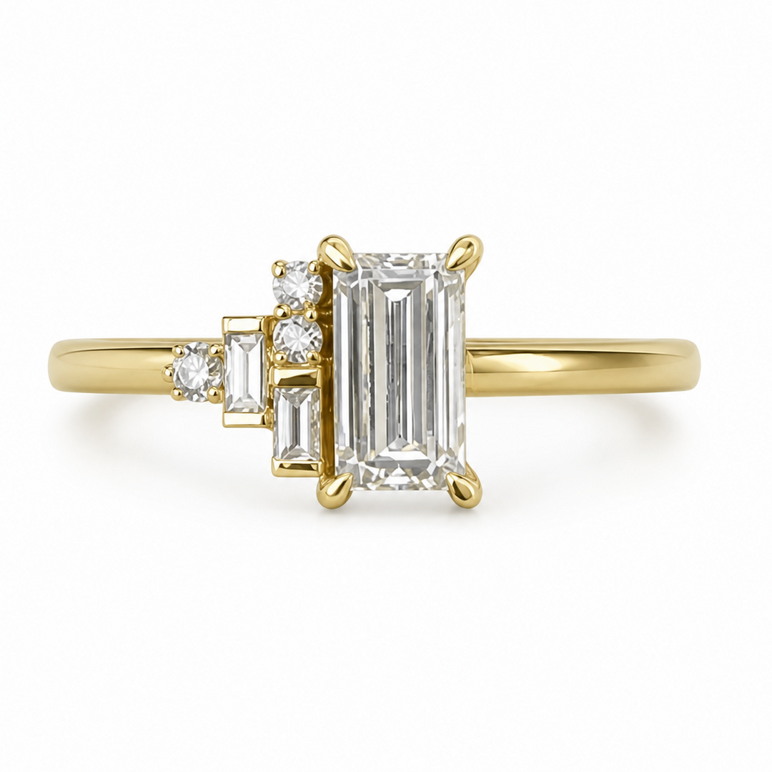 0.63ctw Baguette Cut & Round Brilliant Lab-Grown Diamond Cocktail Ring in 14k Gold