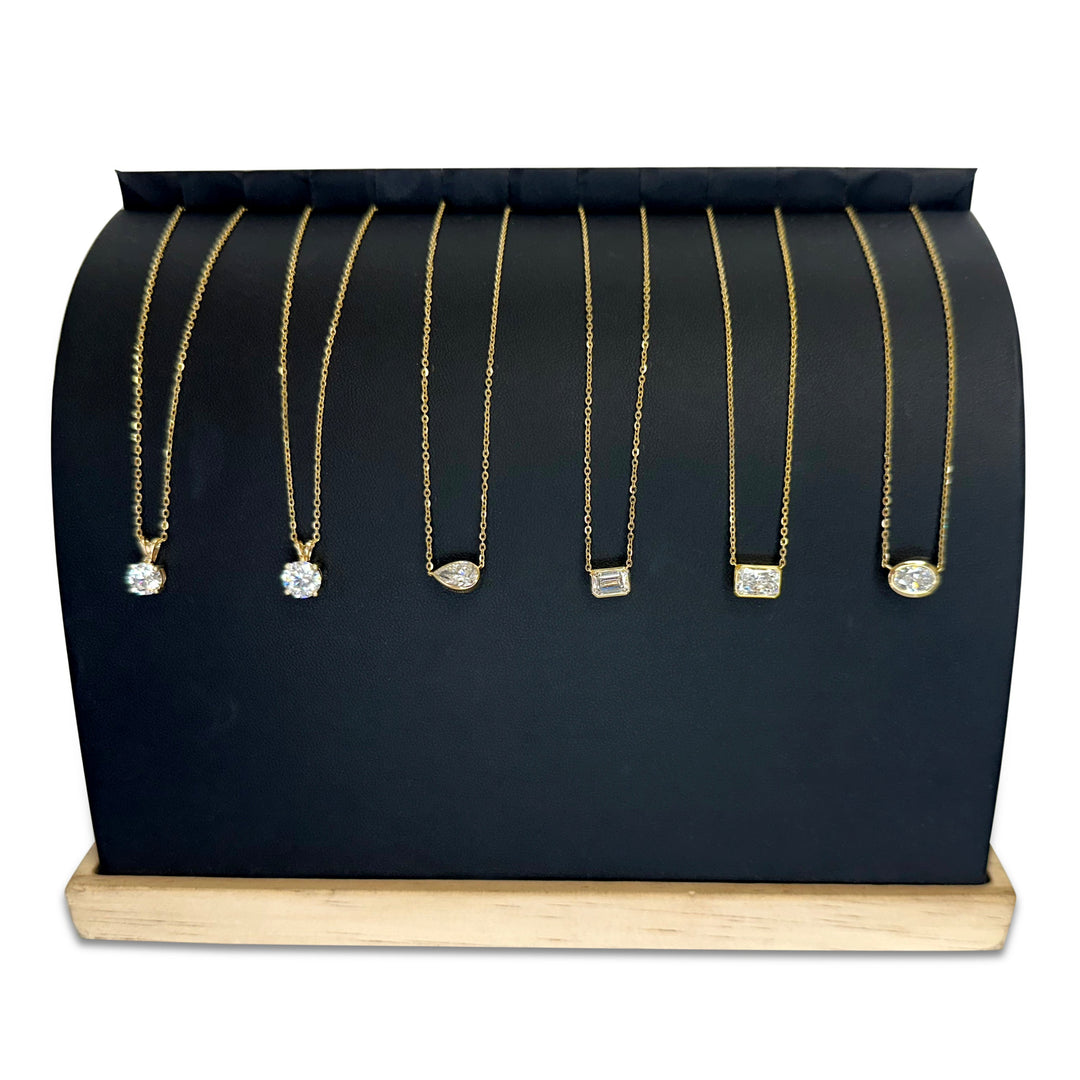 We have a large selection of lab-grown diamond solitaire necklaces