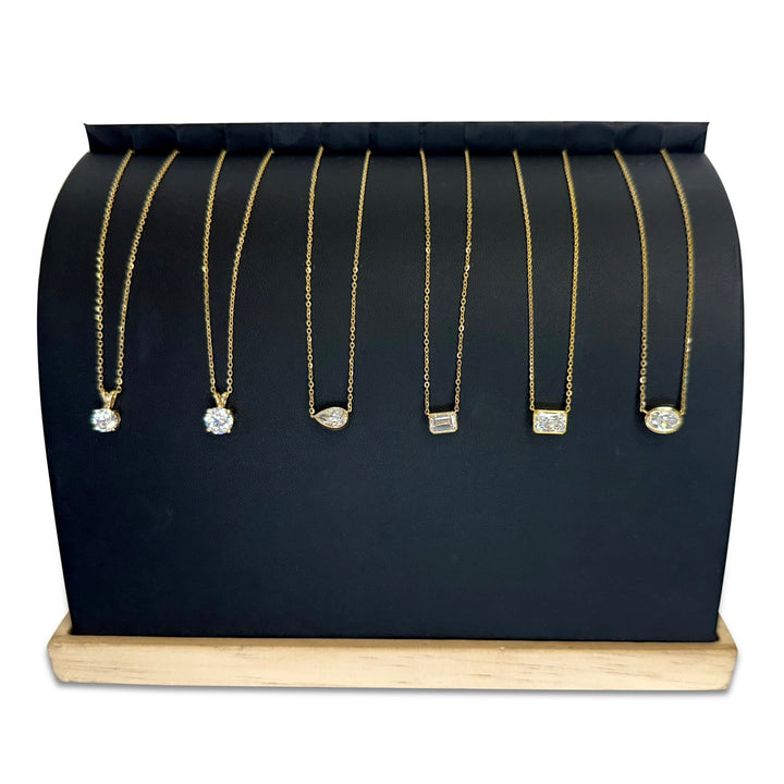 We have a large selection of lab-grown diamond solitaire necklaces