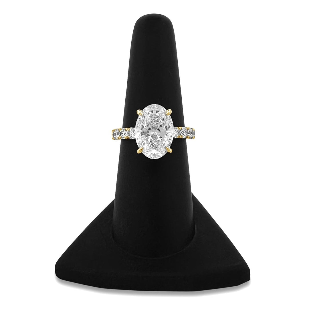 IGI Graded 4ct Oval with Round Brilliant Lab-Grown Diamond Engagement Ring in 14k Yellow Gold