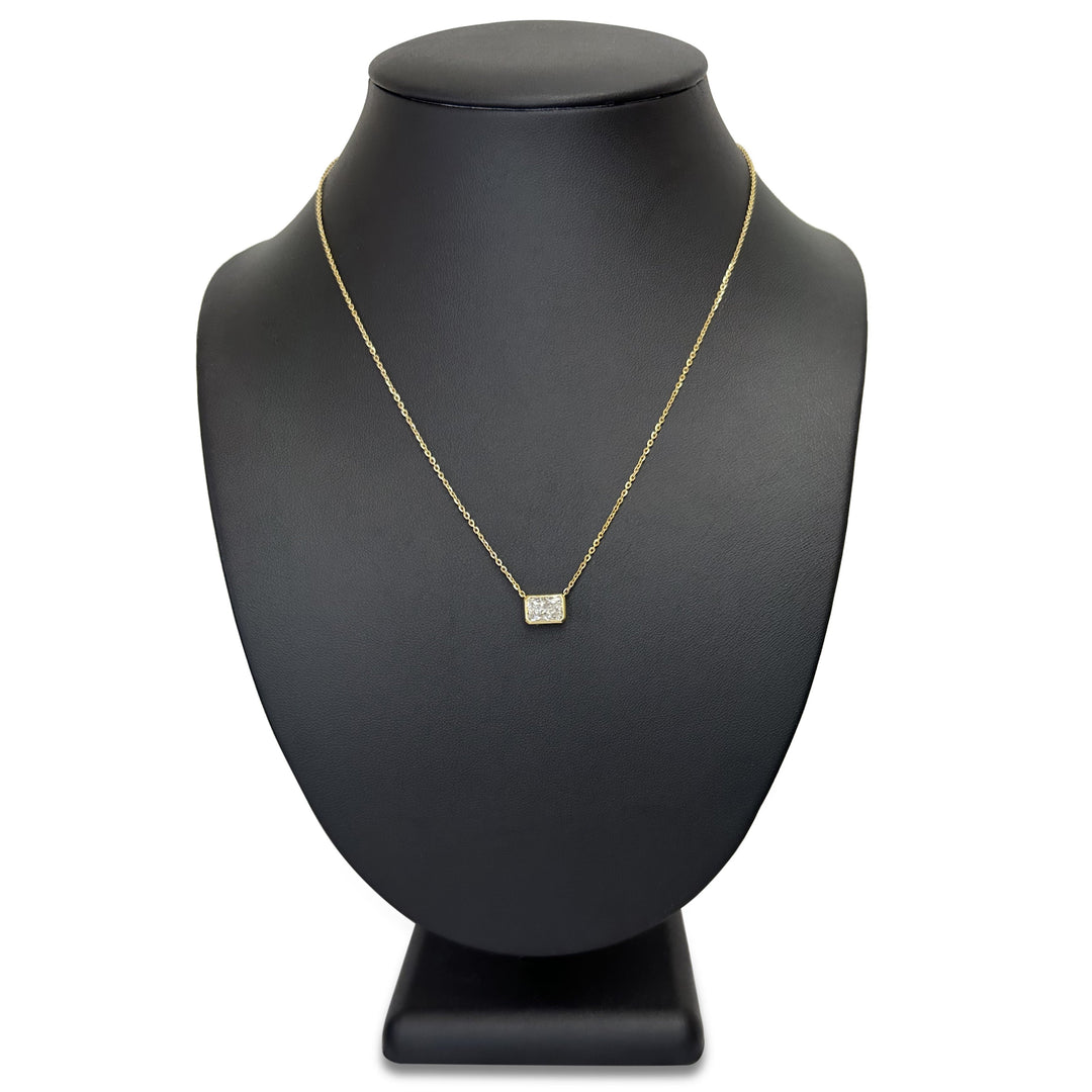 1.50ct Radiant Cut Lab-Grown Diamond East-West Solitaire Pendant Necklace in 14k Yellow Gold