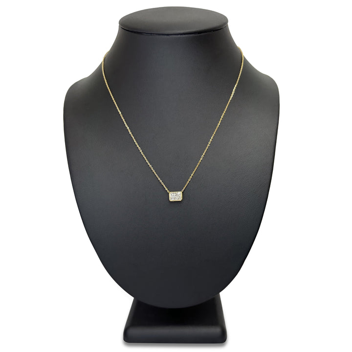 1.50ct Radiant Cut Lab-Grown Diamond East-West Solitaire Pendant Necklace in 14k Yellow Gold
