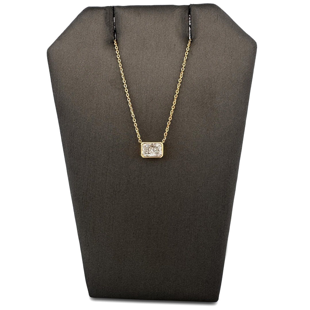 1.50ct Radiant Cut Lab-Grown Diamond East-West Solitaire Pendant Necklace in 14k Yellow Gold