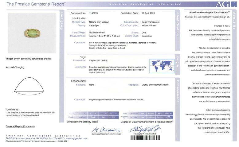 AGL gemstone report with detailed information