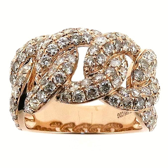 14K Rose Gold Diamond Cuban Link Ring - Elite Fine Jewelers