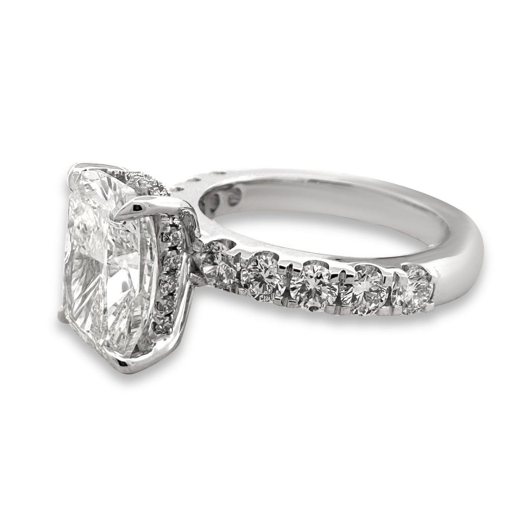 IGI Graded 4.01ct Cushion Cut with Hidden Halo Lab-Grown Diamond Engagement Ring in 14k White Gold