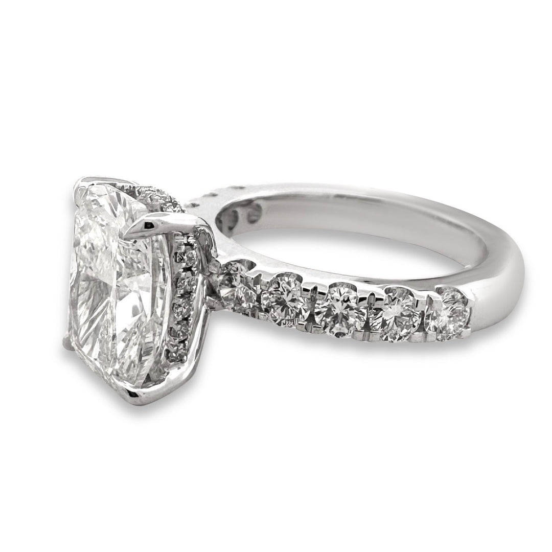 IGI Graded 4.01ct Cushion Cut with Hidden Halo Lab-Grown Diamond Engagement Ring in 14k White Gold