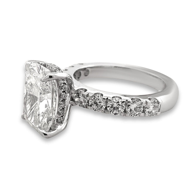 IGI Graded 4.01ct Cushion Cut with Hidden Halo Lab-Grown Diamond Engagement Ring in 14k White Gold
