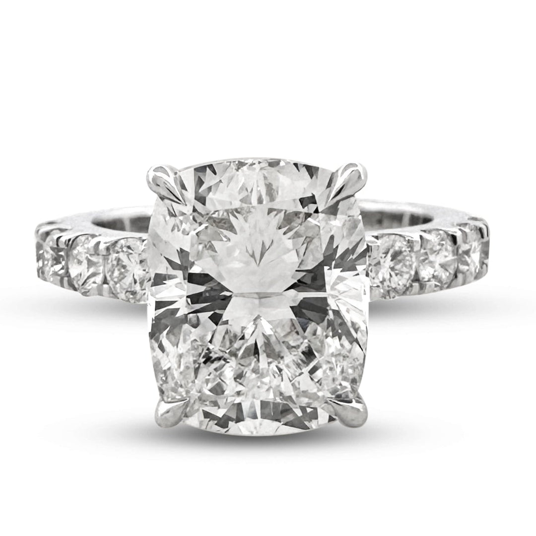 IGI Graded 4.01ct Cushion Cut with Hidden Halo Lab-Grown Diamond Engagement Ring in 14k White Gold