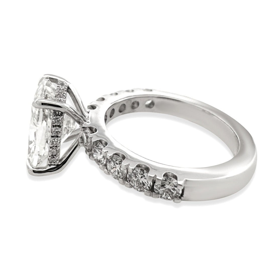 IGI Graded 4.01ct Cushion Cut with Hidden Halo Lab-Grown Diamond Engagement Ring in 14k White Gold