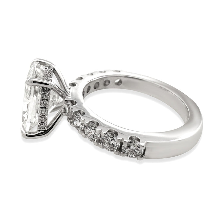 IGI Graded 4.01ct Cushion Cut with Hidden Halo Lab-Grown Diamond Engagement Ring in 14k White Gold