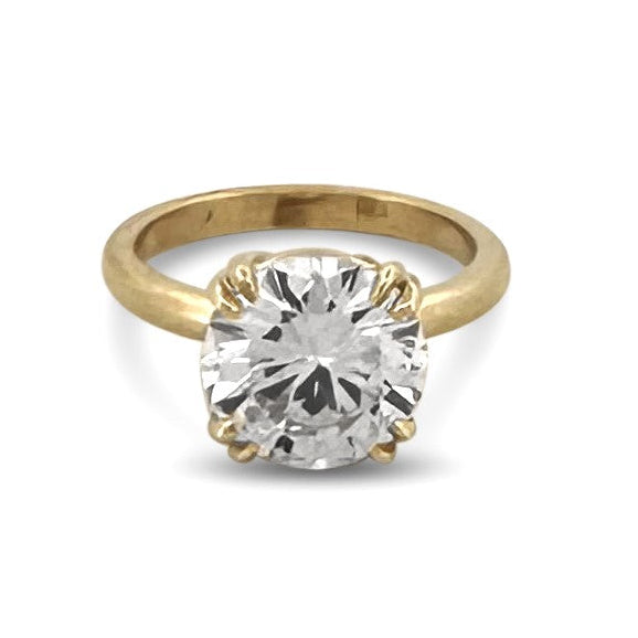 GIA Graded 4.11cts Round Brilliant Natural Diamond Solitaire Engagement Ring in 14k Yellow Gold