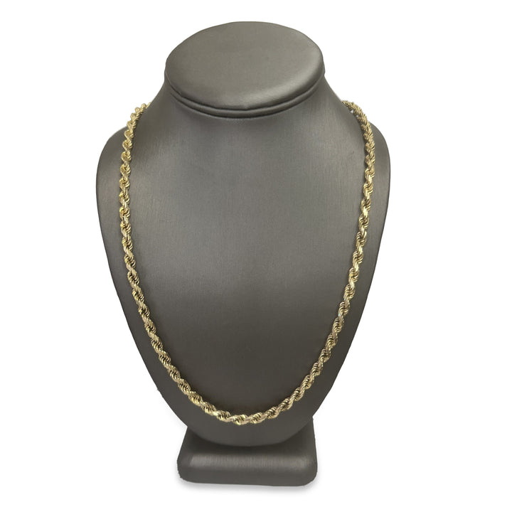 5mm Solid Rope Chain 25.5" Necklace in 14k Yellow Gold