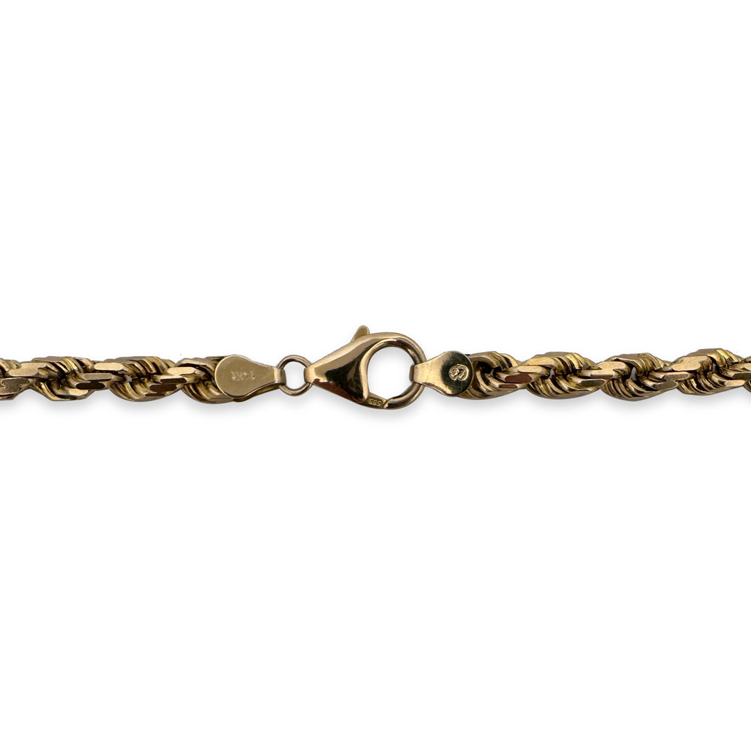 5mm Solid Rope Chain 25.5" Necklace in 14k Yellow Gold