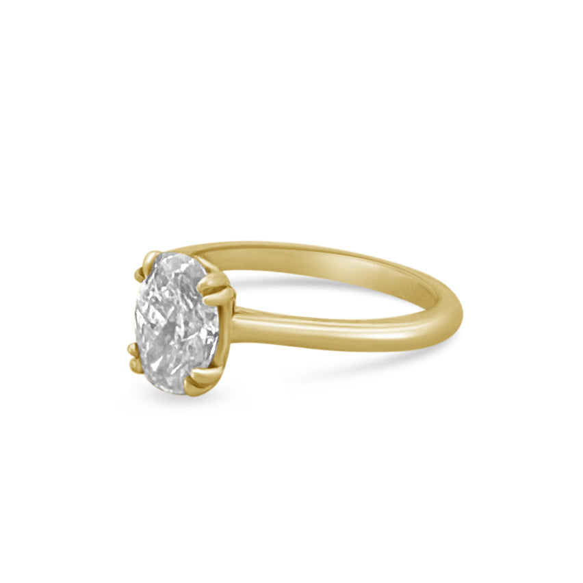1.39cts Oval Natural Diamond Solitaire Engagement Ring in 14K Yellow Gold