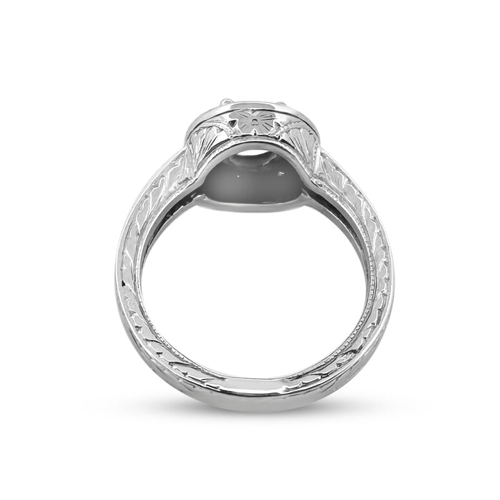 Round Ruby and Round Diamond Halo Cocktail Ring in 14k White Gold