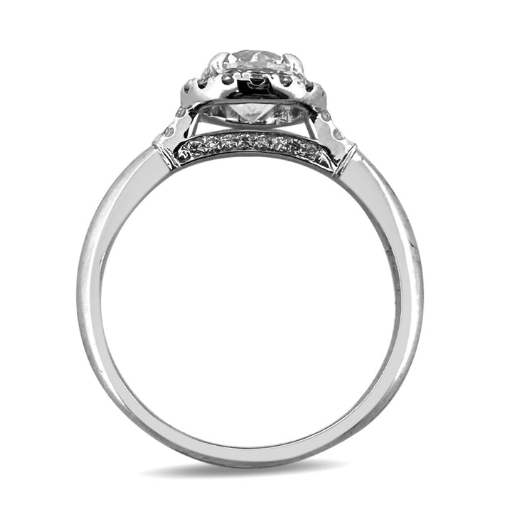 1.36ctw Round Brilliant Natural Diamond Halo Engagement Ring in 14k White Gold & Platinum